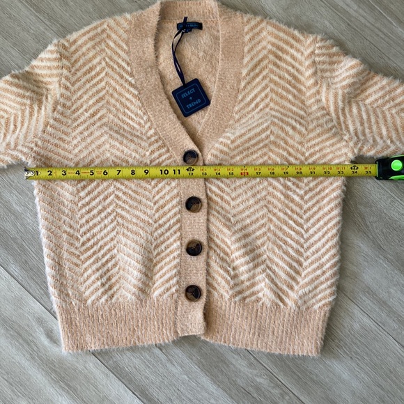 Select + Trend Cream & Peach Chevron Like Pattern Cardigan Sweater Size … - Picture 11 of 13